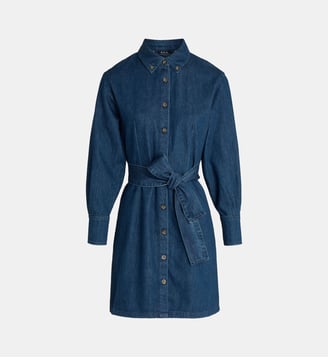 Robe courte ajustée Vanessa coton denim - A.P.C. - Bleu denim