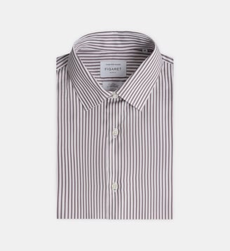 Chemise à col italien - Figaret - Marron et blanc