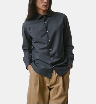 Chemise Aristote en toile de laine - Figaret - Gris foncé