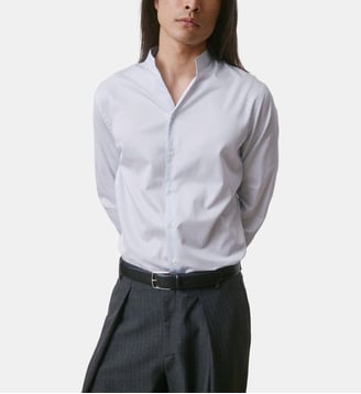 Chemise Carl col Mao - Figaret - Bleu et blanc