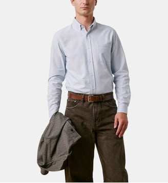 Chemise Gabriel à col américain - Figaret - Bleu et jaune