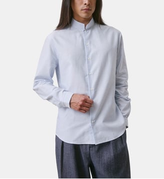 Chemise col inversé en oxford - Figaret - Bleu et blanc