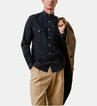 Chemise Mathias col officier - Figaret - Noir