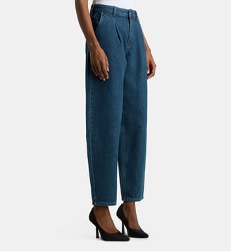 Jean barrel à pinces coton denim - Karl Lagerfeld - Bleu denim
