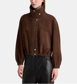 Blouson Pia cuir suédé - Nour Hammour - Acajou