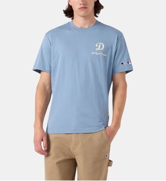 T-shirt droit broderie logo signature - Champion - Bleu clair