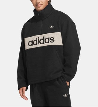 Pull large en polaire griffé - Adidas Originals - Black