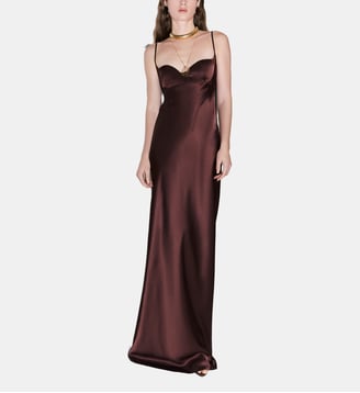 Robe longue satinée Norma - Anna October - Brown