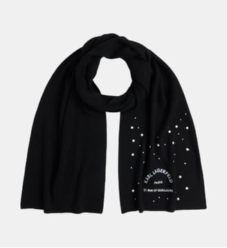 Echarpe en maille à perles - Karl Lagerfeld - Black