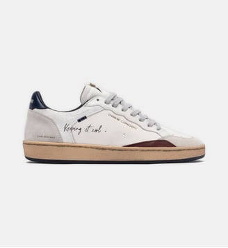 Baskets basses Retro signature - Crime London - Blanc et bleu