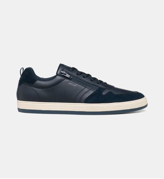 Sneakers Basses Mix Mat à Zip - Geox - Bleu marine
