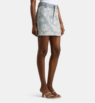 Jupe courte Blossom Lace - Aje - Bleu jean délavé