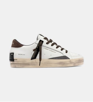 Baskets basses en cuir signature - Crime London - Blanc et marron