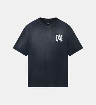 T-shirt droit coton délavé monogramme - Amiri - Black