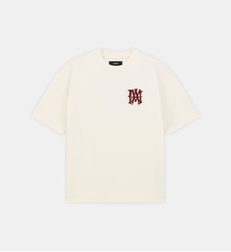 T-shirt droit coton délavé monogramme - Amiri - Ivoire