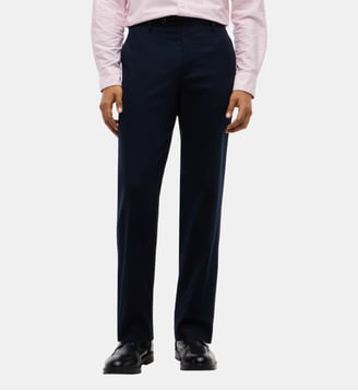 Pantalon droit structuré à pince - Tommy Hilfiger - Bleu marine