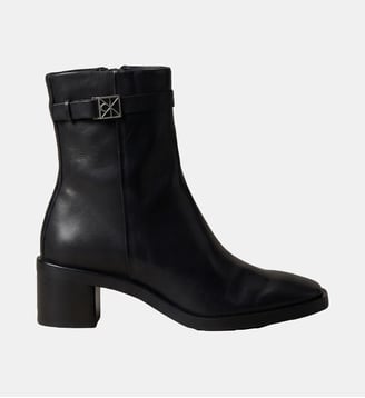 Bottines en cuir à boucle et talon bloc - Calvin Klein - Noir