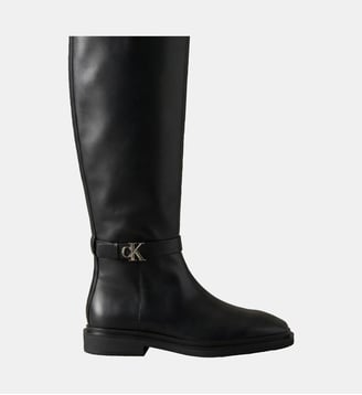 Bottes plates en cuir à boucle cheville - Calvin Klein - Noir