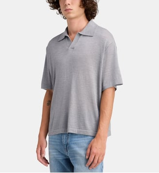 Polo fluide en laine et cachemire - Frame - Gris