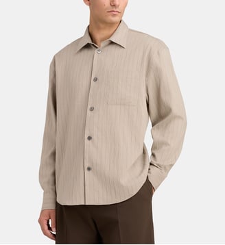Chemise droite à col italien - Frame - Beige foncé