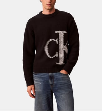 Pull col rond en laine d'agneau - Calvin Klein - Noir