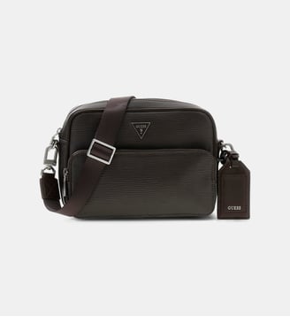 Sacoche Milano Corssbody Double Zip - Guess - Marron foncé