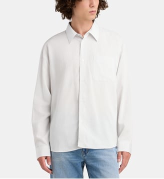 Chemise style pyjama rayée - Frame - Blanc