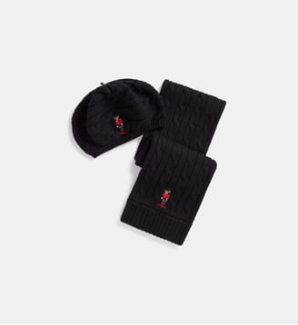 Bonnet et écharpe Polo Bear en coton - Polo Ralph Lauren - Noir
