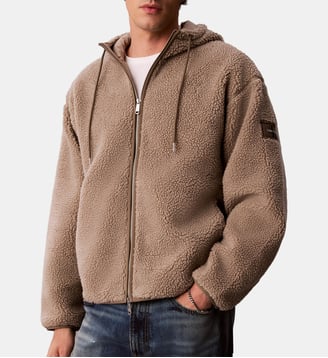 Sweat zippé à col montant - Calvin Klein - Beige foncé