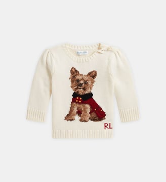 Pull en coton peigné à manches bouffantes - Polo Ralph Lauren - Écru