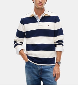 Polo Rugby Essential - Tommy Hilfiger - Bleu et écru
