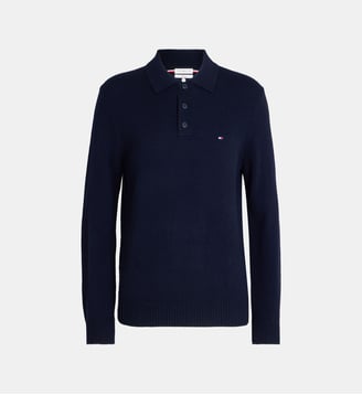 Pull polo en laine - Tommy Hilfiger - Bleu et rouge
