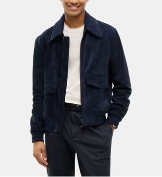 Blouson en cuir - Tommy Hilfiger - Bleu marine