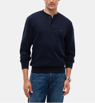 Sweat-shirt col tunisien - Tommy Hilfiger - Bleu marine