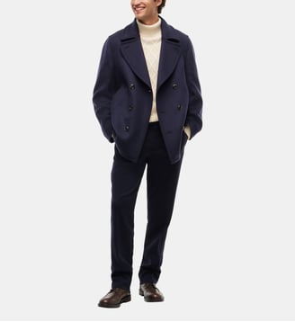 Caban laine mélangée - Tommy Hilfiger - Bleu marine