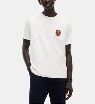 T-shirt droit coton blason siglé - Tommy Hilfiger - Blanc