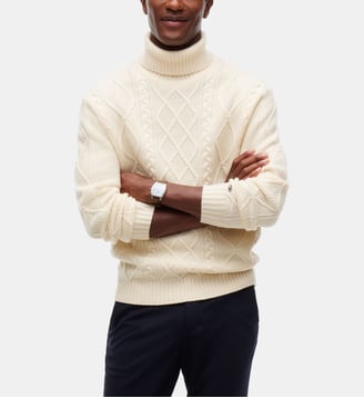 Pull à col roulé cachemire et laine - Tommy Hilfiger - Écru
