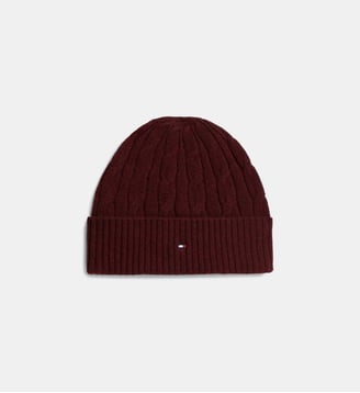 Bonnet en maille drapeau - Tommy Hilfiger - Bordeaux