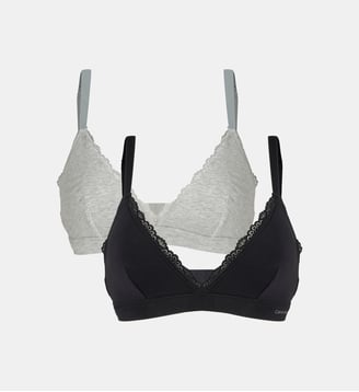 Lot de 2 soutiens-gorge triangle coton - Calvin Klein - Gris et noir