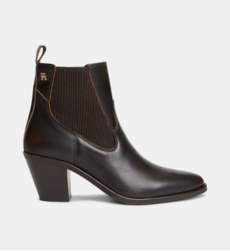 Boots western à talon en cuir - Tommy Hilfiger - Marron