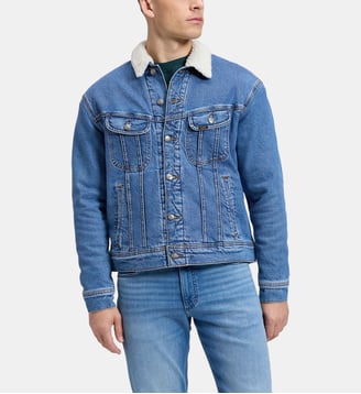 Veste ample en denim col façon sherpa - Lee - Bleu jean