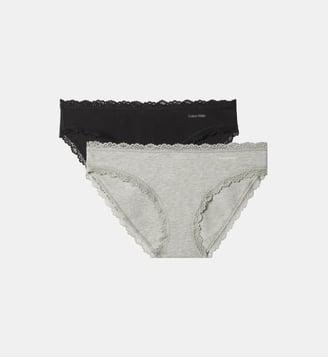 Lot de 2 culottes coton stretch - Calvin Klein - Gris et noir
