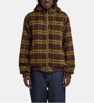 Veste droite zippée à carreaux capuche - Element - Marron