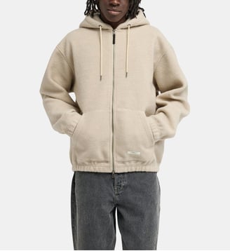 Veste courte droite zippée capuche façon sherpa - Element - Beige