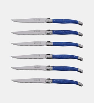 Bloc de 6 couteaux à steak - Jean Dubost - Bleu