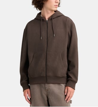 Sweat droit zippé capuche signature velours côtelé - Element - Marron chocolat