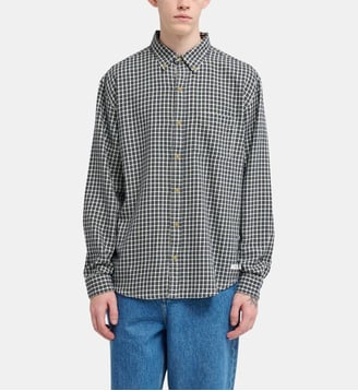 Chemise droite coton flanelle à carreaux - Element - Bleu et blanc
