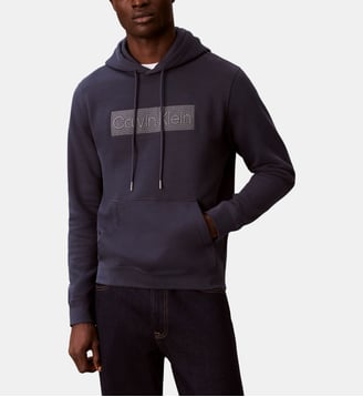 Hoodie droit signature - Calvin Klein - Bleu nuit