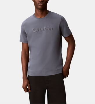 T-shirt coton interlock - Calvin Klein - Bleu gris