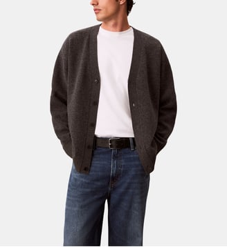 Cardigan en laine d'agneau mélangée - Calvin Klein - Gris anthracite
